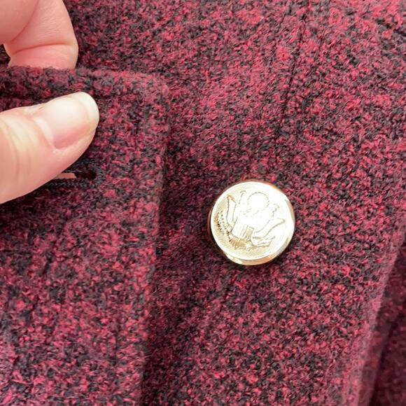Wine Military Coat Gold Buttons Asymmetrical Foldover Collar Small NWT - Picture 11 of 14